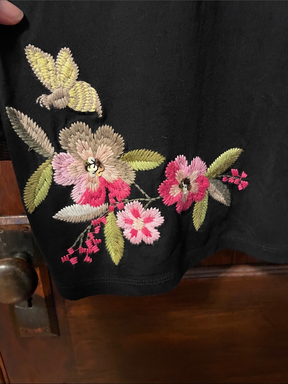 INC International Concepts Black Embroidered Floral Long-Sleeve Top - Picture 4 of 7